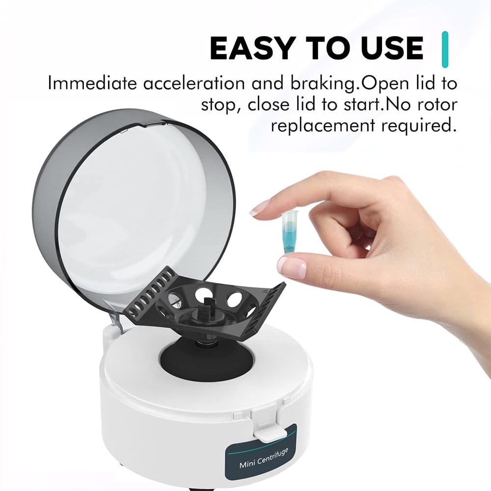 Mini Máquina Centrífuga, Máquina Microcentrífuga De 0,2 Ml/1,5 Ml/2 Ml, Con Rotor 2 En 1, Velocidad Máxima 4000 RPM, Fuerza Centrífuga Relativa 980 Xg, Para Separación De Muestras De Laboratorio