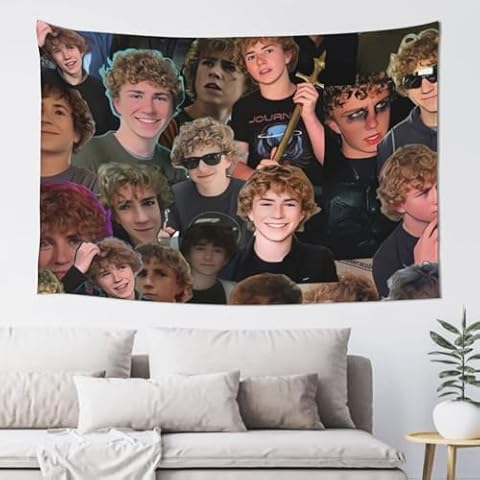 Heqqred Walker Scobell Tapestry Wall Hanging Home Decoration Wall Blanket Dormitory Living Room Bedroom Backdrop Poster(60x40inch), Black Cover