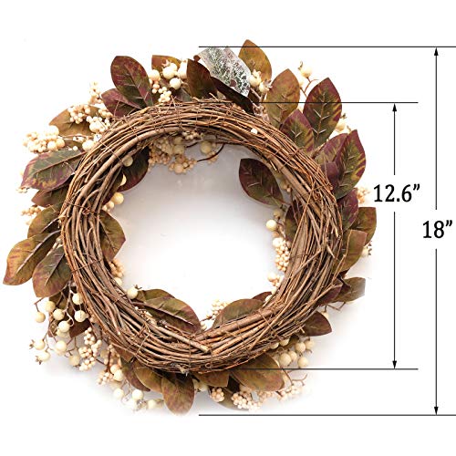 Idyllic Artificial Eucalyptus Leaf Wreath White Berries Greenery For Front Door Decor Outdoor Wall Decoration 18" #TOP1