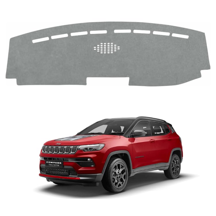Image of Car Dashboard Cover Compatible with Jeep Compas 2021-2025, Compas Accessories, car Dashboard mat, Anti-Slip Dashboard Cover, Dash Board Cover (Grey)