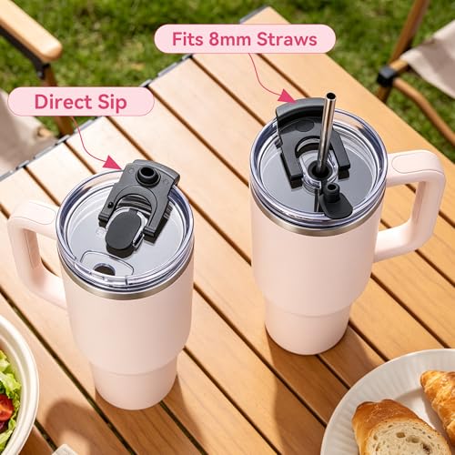 Image of 40 oz Tritan Tumbler Replacement Lid for Stanley Quencher H2.0 | Clear Spill Proof Tumbler Covers for Stanley Cup Accessories