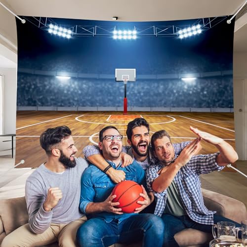 Fondo de fotografía escena cancha de baloncesto 72x43 pulg miniatura 3