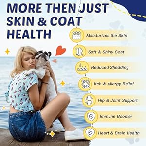 Omega 3 for Dogs with Salmon Oil, 120 Chewable Fish Oil for Dogs Skin and Coat – Dog Allergy Relief, Hot Spot Treatment, Anti Shedding, Hip & Joint Support with EPA & DHA, Biotin, Vitamin E