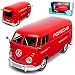 Produktbild Motormax Volkwagen T1 Rot Kasten Transporter Porsche Renndienst Samba Bully Bus 1950-1967 1/24 Modell Auto mit individiuellem Wunschkennzeichen