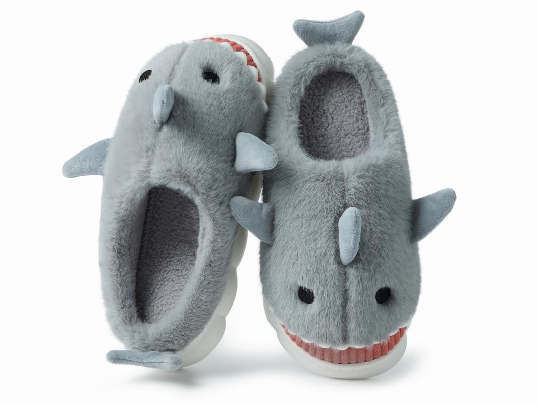 Coswind Kuh Hausschuhe Damen Herren Winter Warme Plüsch Pantoffeln Lustige Kuschel Flauschige Tiere Gefüttert Rutschfeste Geschlossen Slippers Weiche Bequeme Grau 270