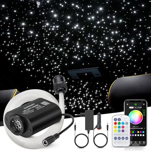 SUNKENET 6W Twinkle Sternenhimmel Auto 550pcs*0.75mm*3m Sternenhimmel Glasfaser RGBW Bluetooth-APP/Fernbedienung Led Glasfaser Licht für Auto/Decke/Theater
