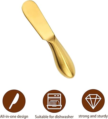 Miniatura 4 de HSHQING Juego de 4 cuchillos de mantequilla dorados, queso y mantequilla para uso en el desayuno en el hogar, cuchillos de lujo para condimentos de