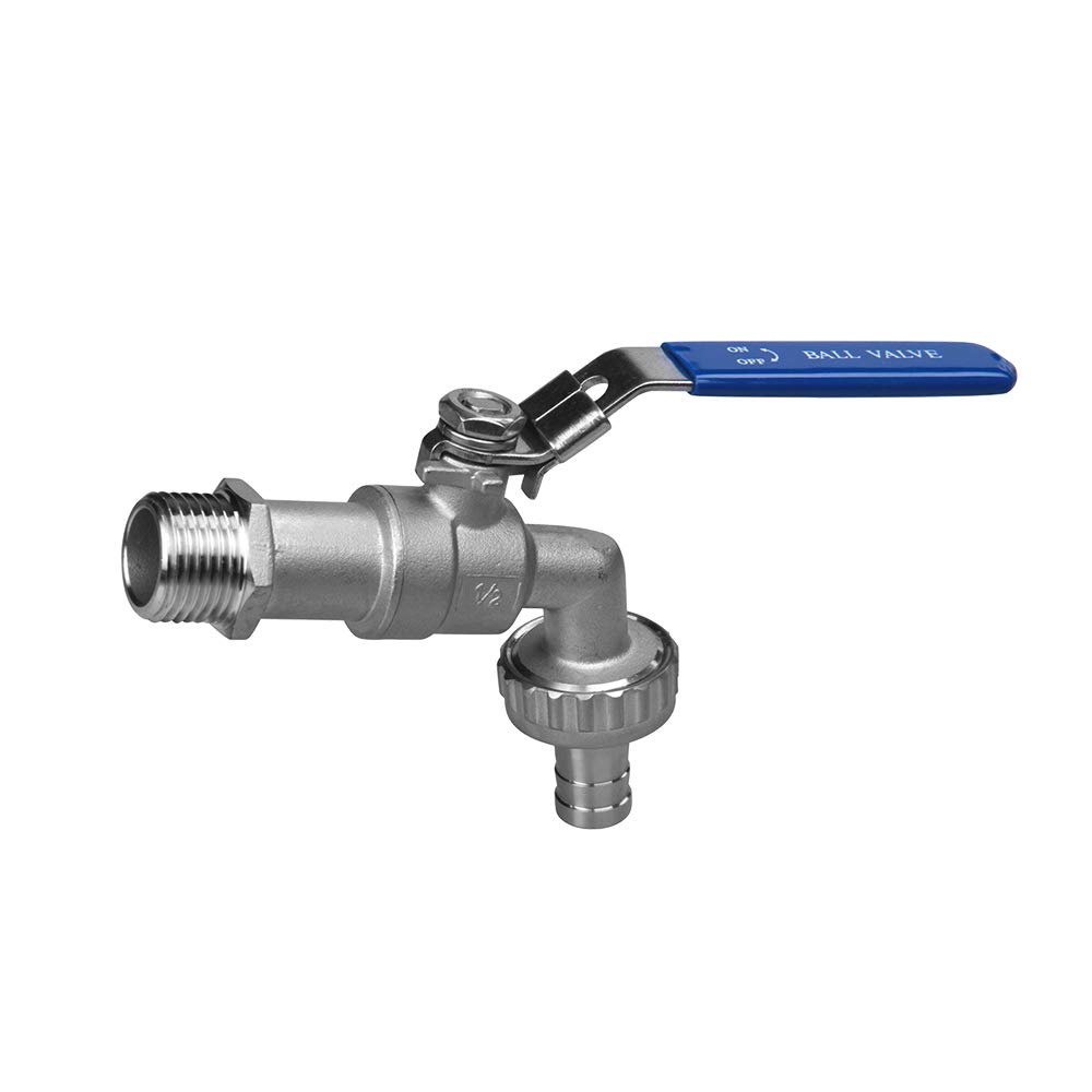 Double4loveBibcock 316 Stainless Steel Lockable Ball Valve,Stainless Steel Ball Spout Tap Lockable with Hose Screw