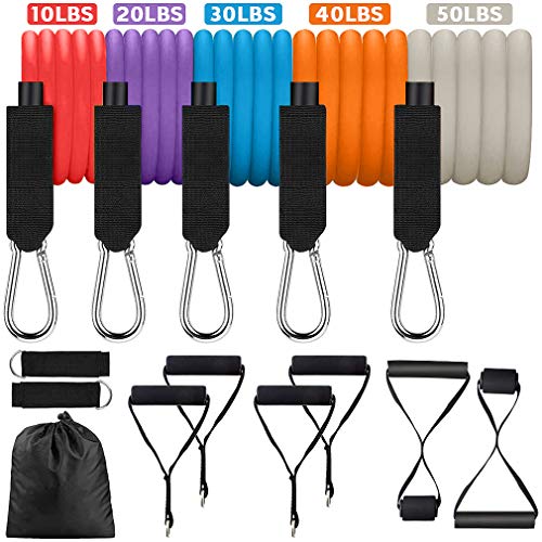 LicLiz 150 lbs Latex Exercise Resistance Bands Set - Workout Bands with Handles, Door Anchor,Ankle S LicLiz 150 lbs Latex Exercise Resistance Bands Set - Workout Bands with Handles, Door Anchor,Ankle S