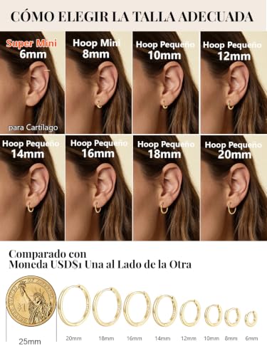 Pendientes Aros Plata 925 Silvora Combinables Uso Apilable Diario Aretes Oreja 2