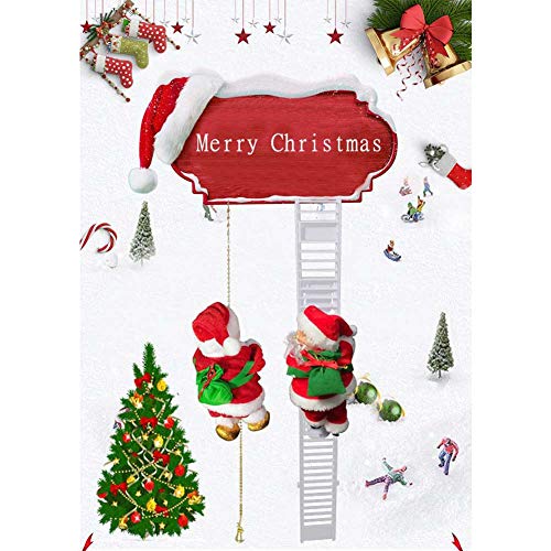 WAQIA Electric Climbing Ladder Santa Claus Christmas Creative Hanging Tree Decoration