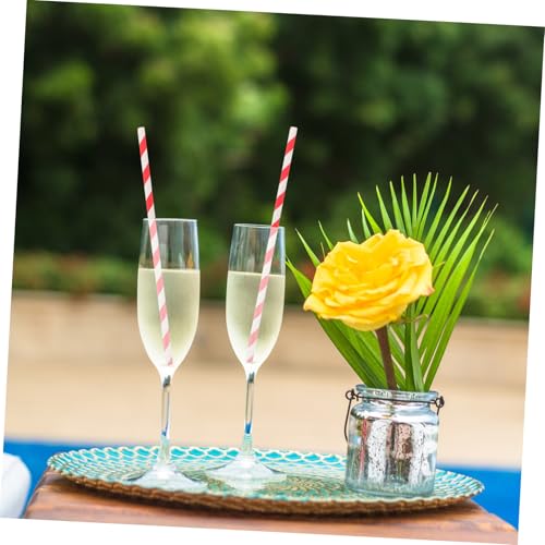 100 pitillos de papel rojos con rayas para fiesta miniatura 6