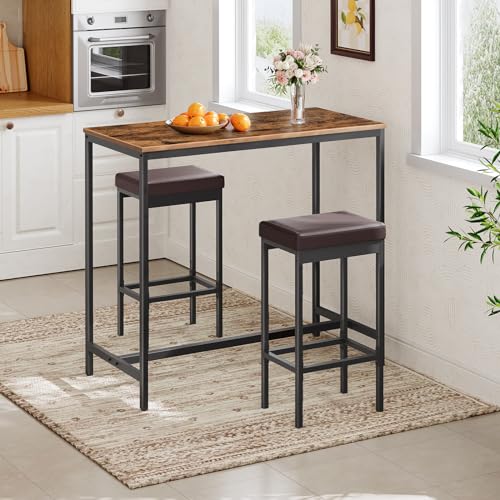 HOOBRO Bar Stools, Set of 2 Bar Chairs, 63 cm Height Stools, Breakfast Bar Stools, Kitchen Bar Chairs, 5 cm Thick Upholstery, for Kitchen, Dining Room, Cafe, Bar Counter, Brown and Black BC21BY01 by HOOBRO - Used condition - Image 8