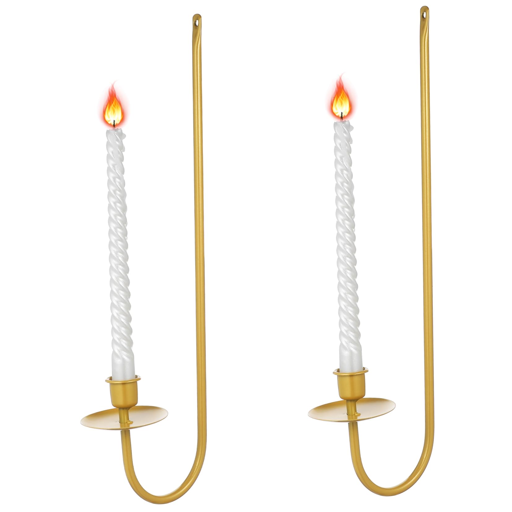 Cabilock 2 Pcs Wall Mount Candle Holders Gold Decorative Taper Candle Holders Metal Construction Classic Wall Sconce Safety Edges Perfect Present for Housewarming Office Decor