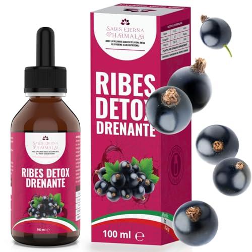 Salus Eterna Ribes Nero Nigrum Detox Drenante Forte 100 ml – Purificador natural para hígado y riñones, antioxidante y diurético para retención de agua, soporte inmunitario, fabricado en Italia