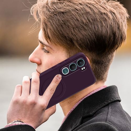 Image of amazon basics Back Cover for Vivo Y31 5G Soft Matte Silicone Mag-Safe Design (Mag-Safe Not Support) Camera Protection | Slim Fit Bumper Cover (Purple)