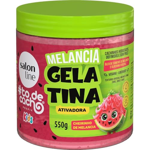 Salon Line, Gelatina Ativadora, #TodeCacho Kids, Melancia, Vegano - Para Cabelos Ondulados, Cacheados e Crespos, 550g