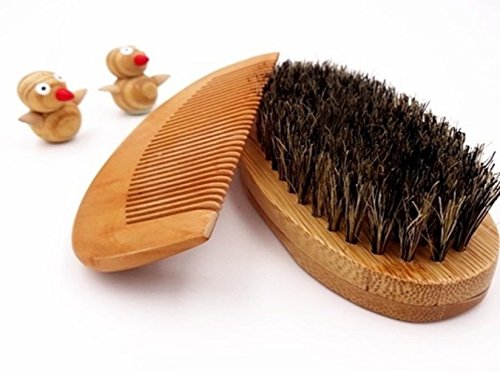 Hombre Barba plege Barba Set peine cepillo para barba largo portero Set de Cuidado de bambú