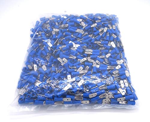 Davitu 1000pcs/bag blue Mdd2-187 4.8mm Spade Crimp Terminal 4.8 mm Male Insulated Electrical Connectors
