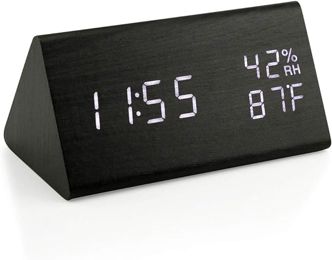 OCT17 Wooden Alarm Clock, Smart LED Digital Clock for