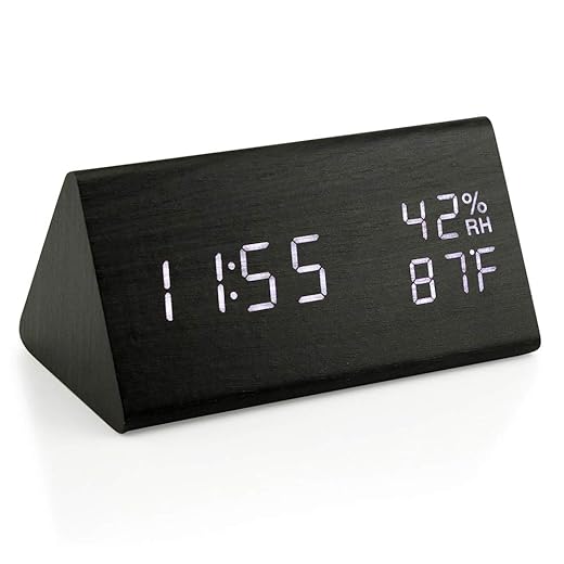 OCT17 Wooden Alarm Clock, Smart LED Digital Clock for Bedroom/desks, Upgraded with Time