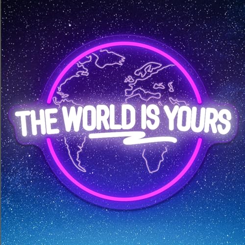Image of The World Is Yours Neon Sign Dimmable Carved Planet The World Is Yours LED Signs Purple Neon Sign for Bedroom Classroom Man Cave Game Room Birthday Christmas Gifts for Kids