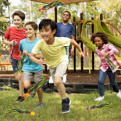 Heyumybit Hüpfbälle für Kinder,20 Stück Springball mit Farbige Bänder,Hüpfbälle Springball,Gummiball Spielzeug,Elastisch Bälle für Kindergeburtstage Draussen Spielzeug