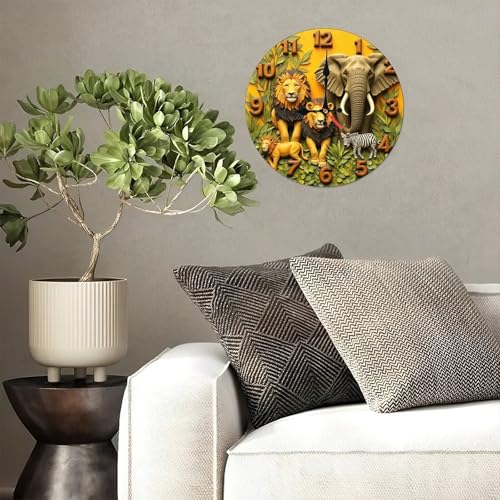 Reloj de pared de madera Safari Animal 10 pulgadas, silencioso miniatura 4