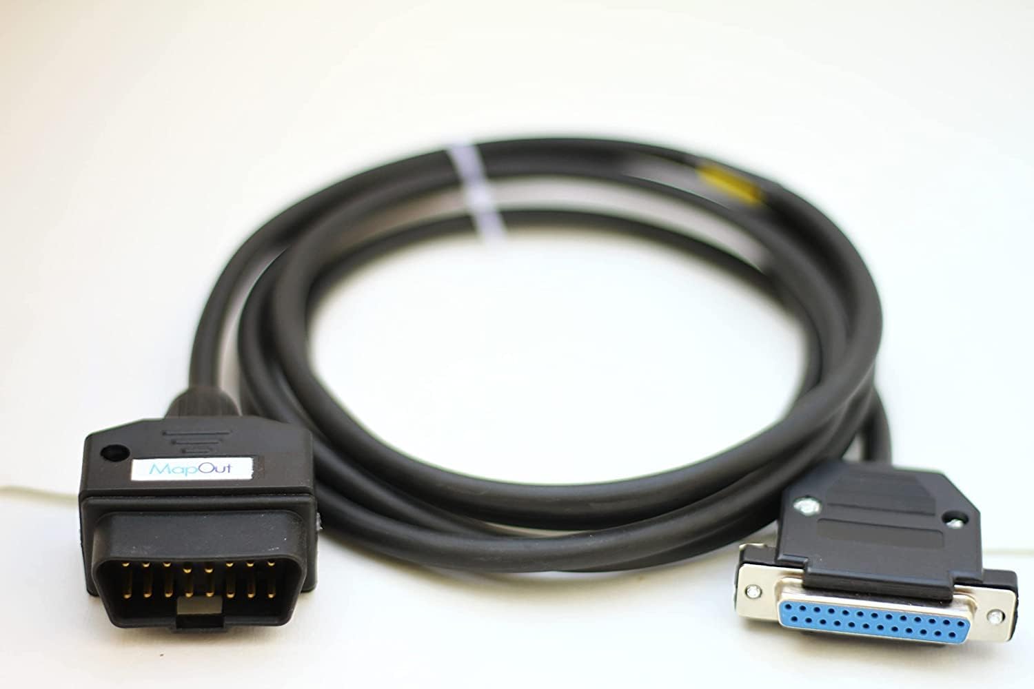 MapOut OBD-II to DB-25 Female Serial Port Adapter Cable - 200 cm - 16 Pin Male to Car - G SCAN-2 Compatible - Diagnostic Cable