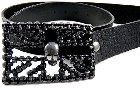 Tobacco Road Leather Belt Skull British Flag Buckle Belt Size: 38