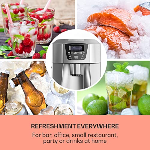 Klarstein Compact Ice Maker Machine: Countertop Unit for Home & Kitchen, 2L Capacity, Fast Ice Production, 12kg Daily Output, Cold Water Dispensing, Bullet Ice Cube Maker - Image 3