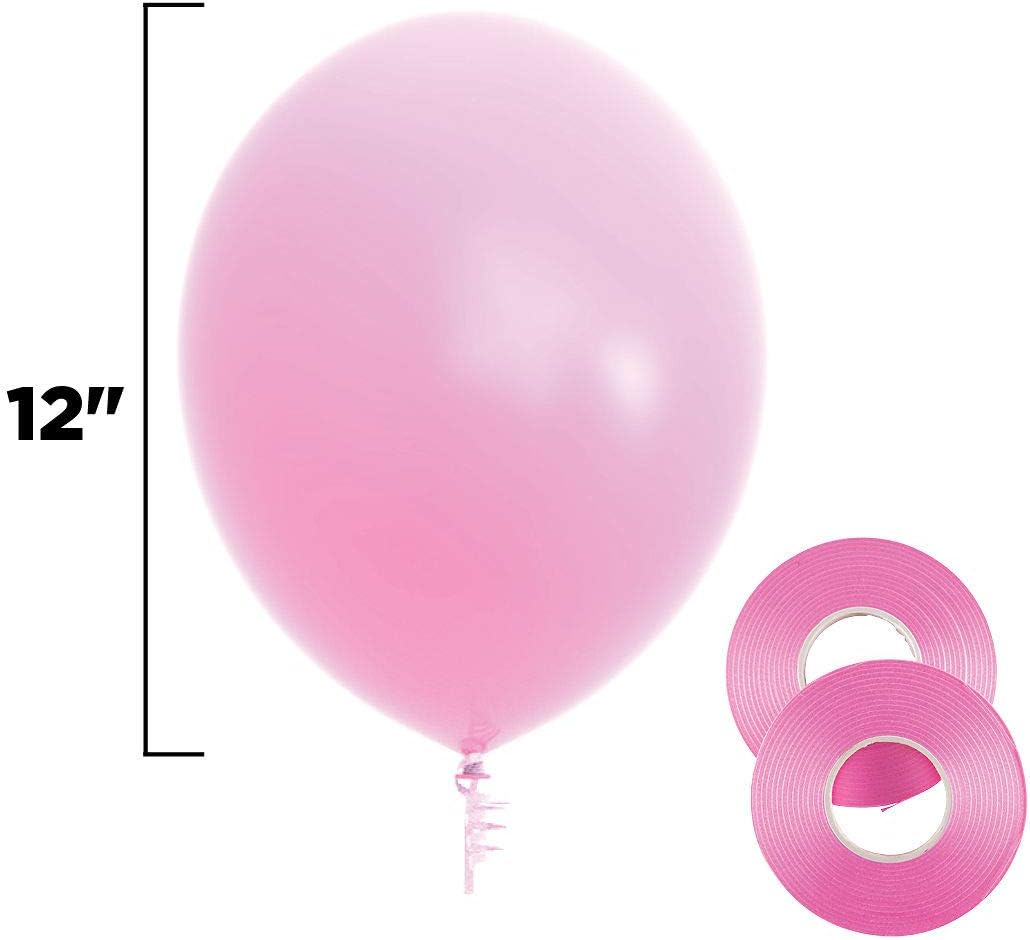 Prextex 75 Party Balloons 12 Inch Pink, Baby Pink and White Balloons with Ribbon for Pink White Color Theme Party Decoration, Girl Baby Shower, Bachelorette, Birthday Parties Supplies, Helium Quality