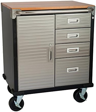 Garage Metal 4 Door Cabinet With Side Storage On Castors Commercial Quality By Seville Classics