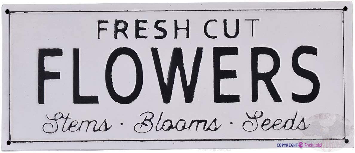 Peiyeety A008 Street Sign Warning Plaque New Fresh Cut Flowers Vintage Decor Wall Spring Sign Exterior Home Cave Garage Bar Wall Decoration Vintage Metal Aluminum Sign 4×16 Inch