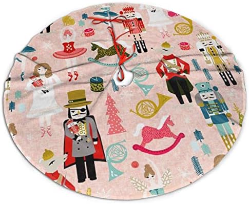 MSGUIDE Ballet Nutcracker Christmas Fabric Christmas Tree Skirt Ornaments 48inch Tree Skirt for Party Holiday Christmas Decorations Xmas Tree Mat Decorations Indoor Outdoor