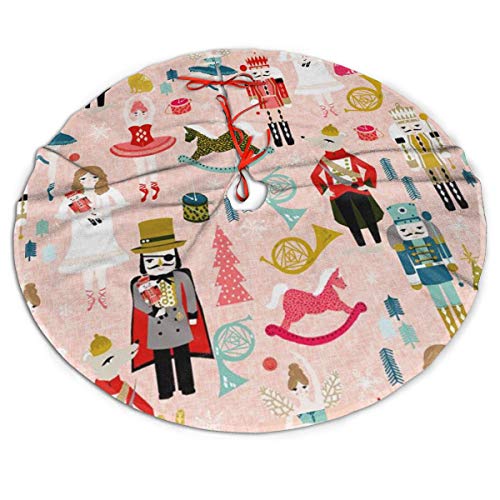 Msguide Ballet Nutcracker Christmas Fabric Christmas Tree Skirt Ornaments 48Inch Tree Skirt For Party Holiday Christmas Decorations Xmas Tree Mat Decorations Indoor Outdoor #TOP8