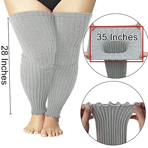 Image of Women's Plus Size Leg Warmers Knit Over Knee High Footless Socks for Thick Thighs