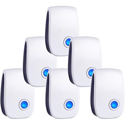 Upgraded Ultrasonic Repellent Electronic Plug in Indoor Pest Control Repeller for Insects Mice Rodents Spiders Cockroach Bug Roach Mosquitoes 6 Packs