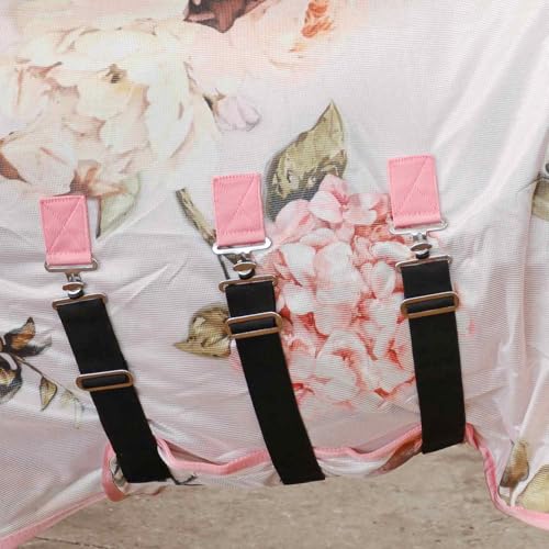 Image of Jeffers Expression Soft Mesh Fly Sheet for Horses 69 inch - Rose Garden Pattern, Lightweight Mesh Combo Neck Sheet, Breathable UV Protection, Summer Horse Blanket with Straps for Stable or Turnout