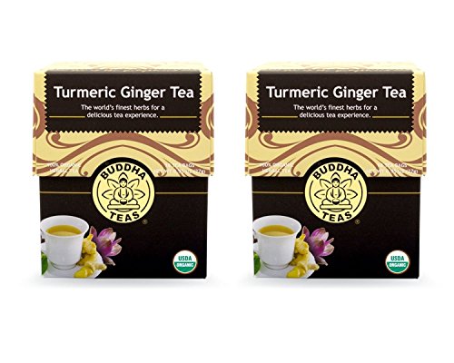 Organic Turmeric Ginger Tea - Kosher, Caffeine Free, GMO-Free - 18 Bleach Free Tea Bags (2 Pack)