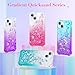 Ruky for iPhone 15 Glitter Case with Screen Protector, Sparkle Flowing Quicksand Waterfall Flexible Soft TPU Protective Women Girls Phone Cover, Gradient Pink