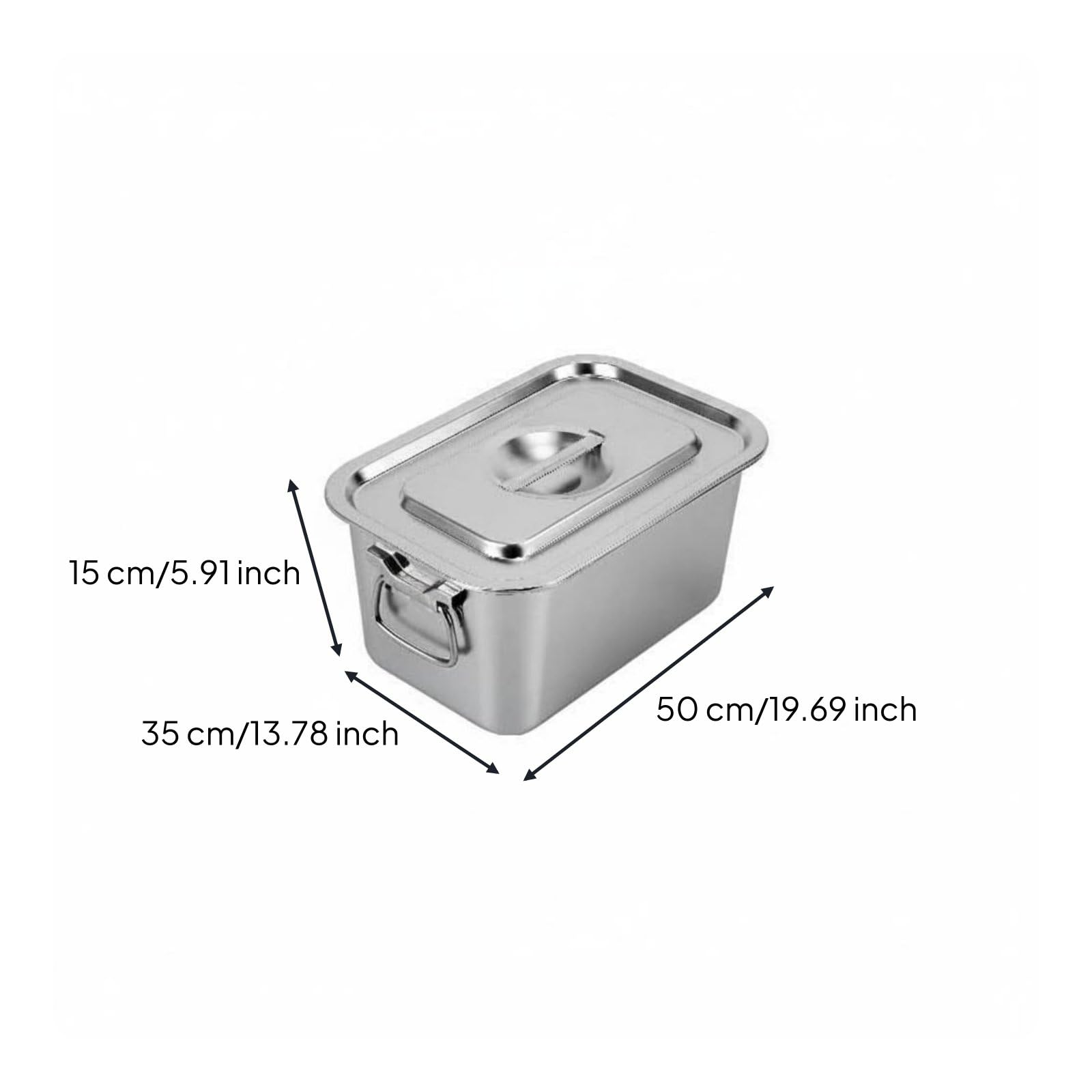 Cubeta de Hielo Cuadrada Recipiente Organizador para Bebidas Tubo de Metal Acero Inoxidable Depósito Funcional para Almacenaje Adecuada para Cocina, 60x40x20 CM