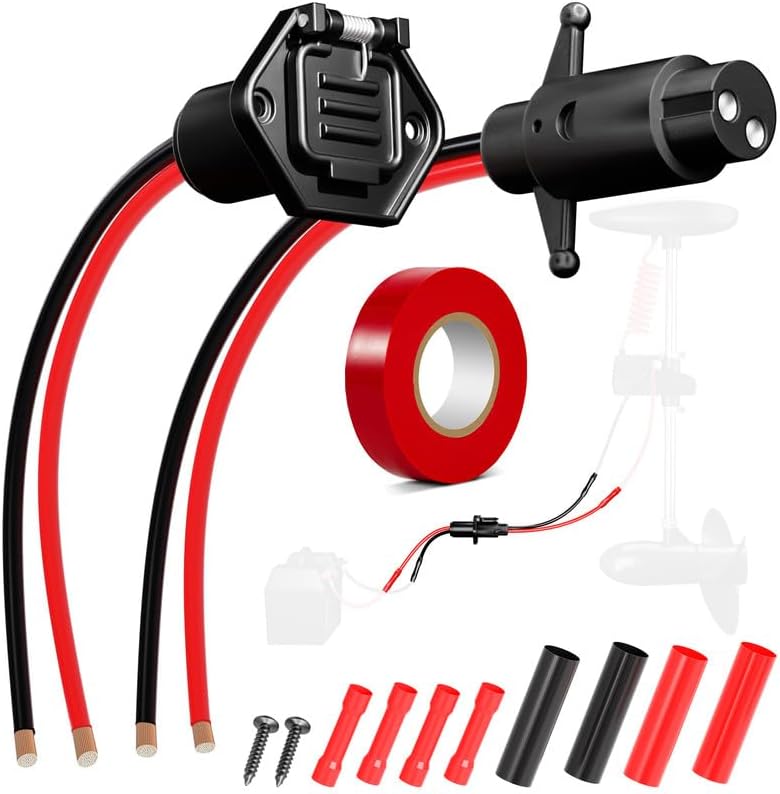 12-24V10 Gauge 2 Wire Trolling Motor Plug Set for Marine Boat Kayak,Waterproof Trolling Motor Plug and Receptacle,Male & Female Trolling Motor Connector,Trolling Motor Quick Connect Wire Kit 12-24V10 Gauge 2 Wire Trolling Motor Plug Set for Marine Boat Kayak,Waterproof Trolling Motor Plug and Receptacle,Male & Female Trolling Motor Connector,Trolling Motor Quick Connect Wire Kit