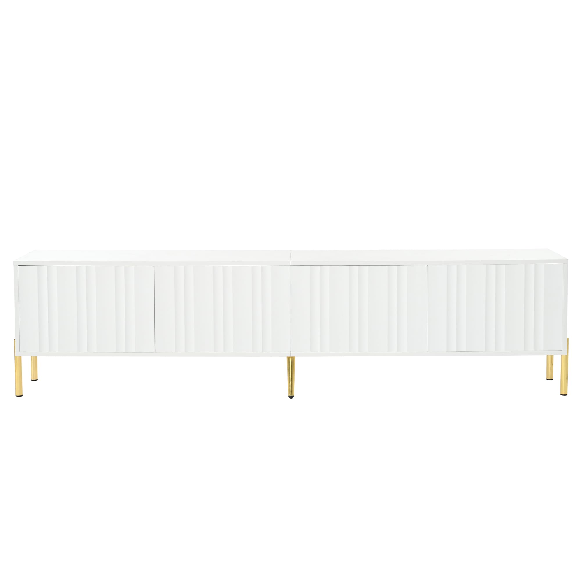 KAZZIO Mobile TV, 190 x 38 x 48 cm, gambe dorate, design porta scanalata (bianco)