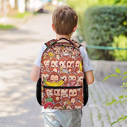 School Backpack for Girls Boys - 17 Inch Cute Backpacks for Monkey Lovers - Brown Lightweight Durable Bookbag for Elementary School2