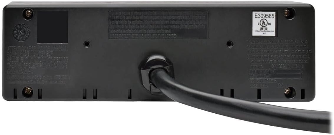 Tripp Lite 3 Outlet Surge Protector Power Strip with Mounting Brackets, 10ft Cord, 2 USB Charging Ports, & $20,000 Insurance (TLP310USBS) Black