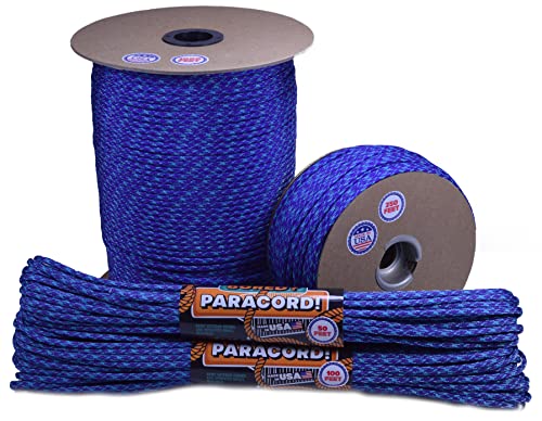Bored Paracord - 1', 10', 25', 50', 100' Hanks & 250', 1000' Spools of Parachute 550 Cord Type III 7 Strand Paracord Well Over 300 Colors - Chill - 25 Feet