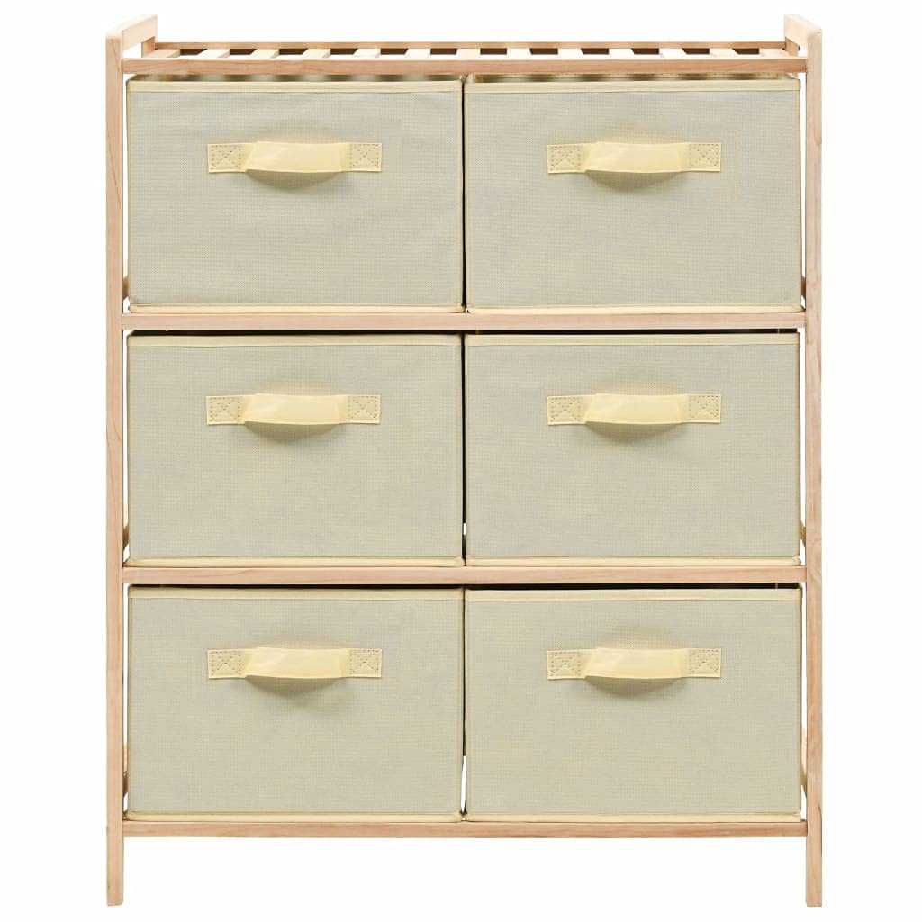 Cassettiera con 6 cesti in tessuto, mobile angolare, cassettiera, multiuso, con cassetti, armadio, corridoio, comodino, in legno di cedro, beige