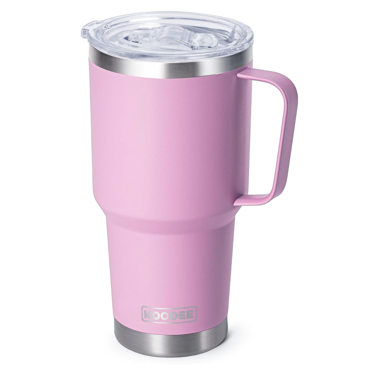 koodee Tumbler with Handle, 30 oz Stainless Steel Double Wall Insulated Tumblers with Lid and Straw Coffee Tumbler for Men and Women (Baby Pink)