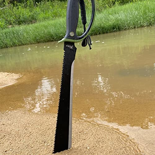 Facão de Caça Militar Tático Extremamente Afiado Robusto Fulltang Pegador Serrilhado 59,5cm